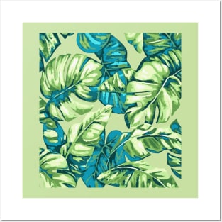 Tropical Leaves Camouflage Of Banana and Monstera 1 Posters and Art